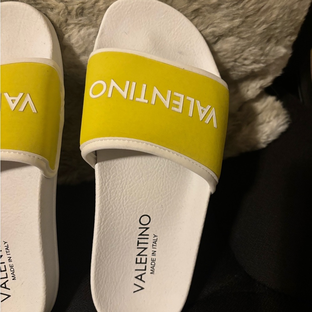 Mario Valentino Women's Yellow Slide Sandals - Picture 3 of 8